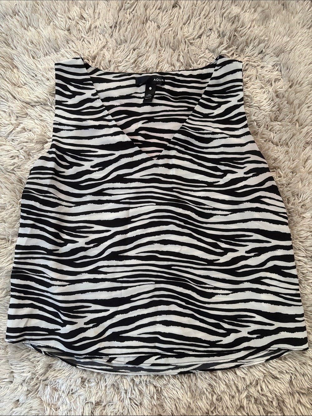 Aqua size small Black & White Zebra Print V-Neck Camisole